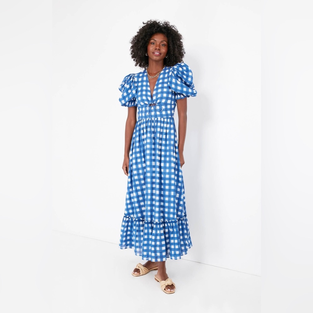 Cleobella Painterly Gingham Morina Ankle Dress: size L: WORN ONCE